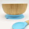 Easy Feed Baby Suction Bowl and Spoon Set, Stay Put Feeding Bowl, Natural Bamboo