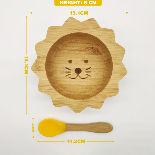 Hot Sells Children's Tableware Made of Bamboo Silicone Tableware Silicone Baby Feeding Set