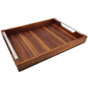 Acacia Wooden Tray Handle Large Rectangular Decorative Tray for Living Room for Bed Coffee Table Footstool Storage