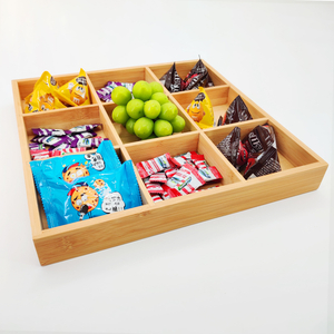 Wholesale Degradable Divided Lattice Wood Nut Tray Household Snacks Candy Tray Bamboo Dry Fruit Tray Storage Box