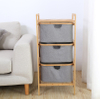 Home Laundry Basket Storage Corner Shelves Bamboo Laundry Basket Stand with Tary