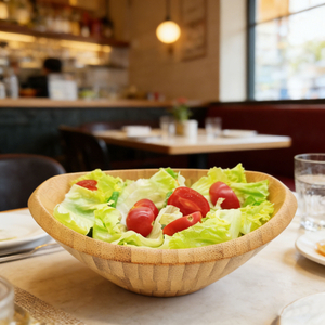 High Quality Factory Wholesale Custom Wooden Disposable Eco-Friendly Large Serving Antique Natural Bamboo Salad Bowl Food Fruit