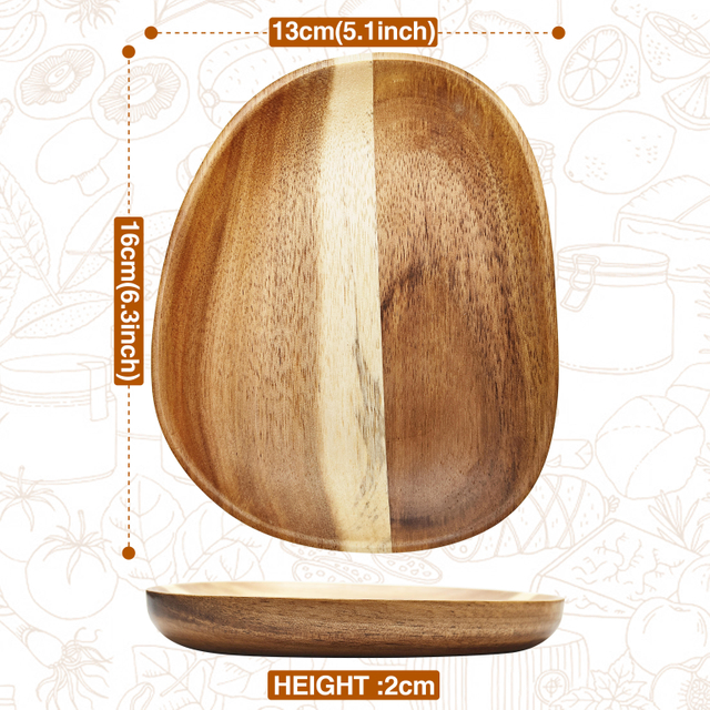 Wholesale Customized Handmade Solid Black Acacia Wood Dinner Charger Plates Round Dessert Platters Home and Restaurant Use