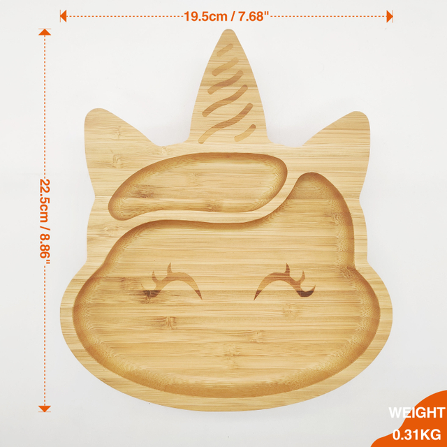 Bamboo Plate and Silicone Suction Bowl Set Kids Dining Baby Plate with Unique Bamboo and Silicone Material