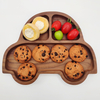 Walnut Wood Dinner Plates Round Wood Plates Set Easy Cleaning Lightweight for Dishes Snack Dessert