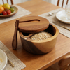 Natural Wholesale Carved Laser Acacia Wood Durable Sugar Keeper Salt Cellar Pepper Box with Lid