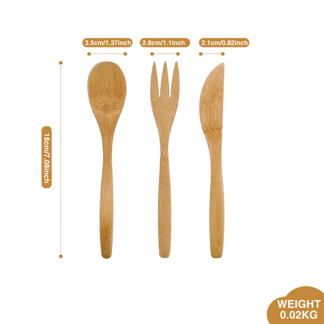 Environmentally Friendly Bamboo Cutlery Set for Camping Includes Knives Forks Spoons Utensils Perfect Dinnerware Set