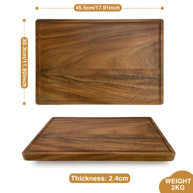 Large Thick Bamboo Cutting Board with Edge Grain Juice Groove Reversible Hand Grips Lifetime Replacement for Kitchen Use