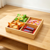Hot Selling 4-Section Bamboo Divided Tray, Natural Bamboo Storage Box for Snacks, Office Supplies & Tabletop