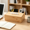 Bamboo-made Tissue Box with Large Capacity and Divided Compartments for Hotels and Office, Customizable with Logo Engraving