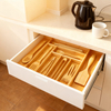 Multifunctional Durable European Style Rectangle Lacquer Bamboo Office Organizer Tray for Silverware and Utensil Cutlery