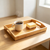 Bamboo Barbecue Tray Household Bamboo Tea Cup Tea Tray Serving Binaural Tray Solid Bamboo Plate