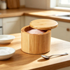 Hot Selling Bamboo Spice Jar with Swivel Lid, Durable Wooden Seasoning Holder for Salt, Pepper & Condiments