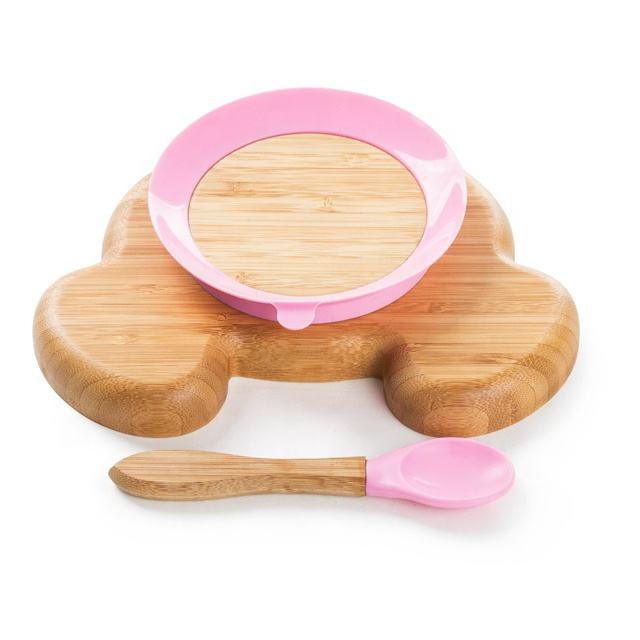 Custom Design Kids Bamboo Wooden Suction Plate