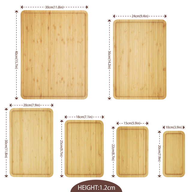 Dishes Plates Wholesale Custom Natural Bamboo Wooden Natural Tea Tray Fruit Plate Bamboo Serving Tray Set