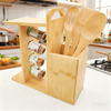 2026 Hot Sells Bamboo Cooking Tools 3 Pieces - Organic Bamboo Kitchen Utensils Set With Spice Rack