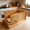 Kitchen Tools Folding Bamboo Bread Slicer Utensil Set Cutting Guide Knife Natural Color BSCI Certified Hand Wash Only YCZM Brand