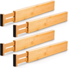 Natural Bamboo Drawer Dividers Organizers Adjustable Drawer Dividers for Kitchen Bedroom Bathroom Dresser Office
