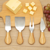 Cheap Eco-Friendly Stainless Steel Cheese Slicer Butter Knife Set Cheese Butter Cake Board Cutter Tool Cutting Knife Wooden