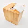 Napkin Organizer Stand Laser Cutting Small Packaging Bamboo Tissue Box Holder Square Wooden Box for Desk