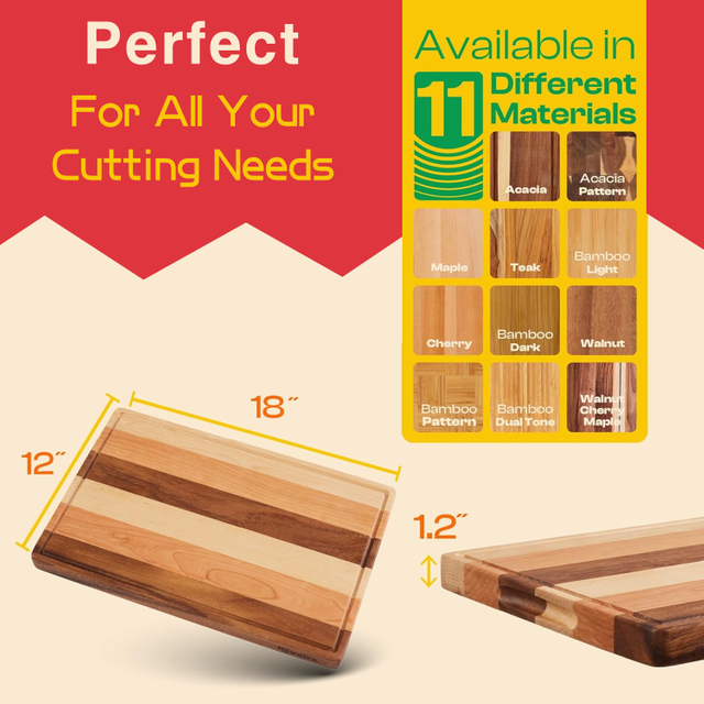 Hot Selling Natural Wood Laser Engraved Eco-Friendly Durable Sustainable Cutting Board Kitchen Chopping Block Juice Groove