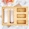 Bamboo Kitchen Drawer Dispenser Wooden Baggie Food Storage Bag Holders Organizer Bamboo Ziplock Bag Storage Organizer