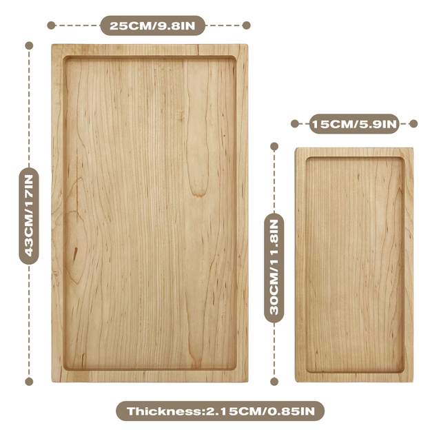 Hot Selling Natural Hardwood Storage Tray, Smooth Wooden Rectangular Platter for Kitchen, Party & Dessert Display