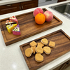Eco-Friendly Acacia Wood Rectangular Trays, Multi-size Decorative Serving Board for Dining Table & Bathroom Storage