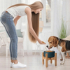 Wholesale Hand-Painted Bamboo Modern Kitchen Cat Dog Double Bowl Foldable Eco-Friendly High Foot Anti-Tumble Neck Protection