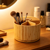 Eco-Friendly Classic Bamboo Utensil Organizer Rotating 6-Compartment Wooden Caddy Pen Phone Holder Kitchen Desk Living Room Use