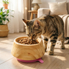Premium Non-Slip Bamboo Pet Bowl, Durable Wooden Feeding Bowl with Suction Base for Dogs & Cats