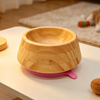 Premium Non-Slip Bamboo Pet Bowl, Durable Wooden Feeding Bowl with Suction Base for Dogs & Cats