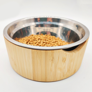 Hot Selling Polished BPA Free Bamboo & 304 Stainless Steel Dog Food Bowl Rack for Camping Use Cats & Dogs