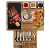 High Quality Acacia Wood Cutting Board Set Large Wooden Charcuterie Cheese Board Utensil Set 3 Ceramic Dishes Bamboo Material