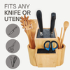 Hot Selling Kitchen Counter Top Bamboo Wood Universal Bristle Insert Knife Storage Organizer Block Stand Holder
