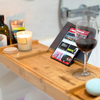 Bamboo Bath Caddy Wood Bathtub Tray Extendable Bridge with Holder for Candle Wine Glass Book Tablet Ipad Phone