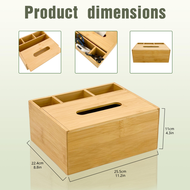 Bamboo Rectangular Office Organizer Multifunction Tissue Box Cover Dresser Makeup Holder Storage Boxes Bins American Style
