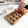 Japanese Style Eco-Friendly Wooden Double Row Egg Storage Box Home Organizer Rack for Fresh Eggs in Kitchen Refrigerator Storage
