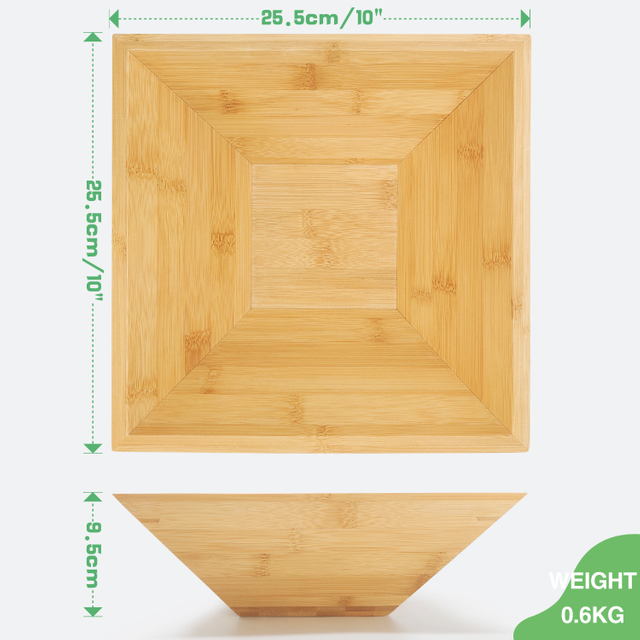 High Quality Eco-Friendly Disposable Customized Polished 10 Inch Bamboo Salad Bowl
