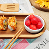 Japanese Style Minimalist Bamboo Oval Eco-Friendly Tray Plate Dish Custom Logo for Serving Fruit Tea Dessert Home Hotel Parties
