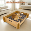 Indoor Cat Bed Natural Wooden Cat Sleeping Bed with Soft Pad Floor Stand Hammock Sofa Luxury Gift for Pet Lovers