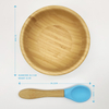 Easy Feed Baby Suction Bowl and Spoon Set, Stay Put Feeding Bowl, Natural Bamboo