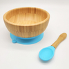 Easy Feed Baby Suction Bowl and Spoon Set, Stay Put Feeding Bowl, Natural Bamboo