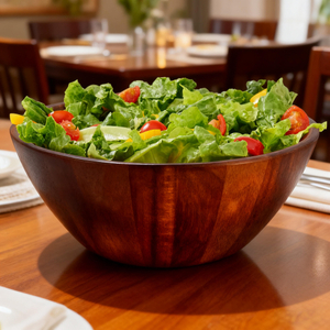 Premium Polished Eco-Friendly Luxury Wooden Salad and Vegetable Fruit Bowl 30X30X11.5cm Round for Party Use