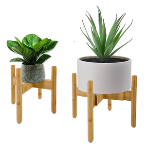 Bamboo Mini Plant Stand with Wooden Flower Pot Display Potted Plant Stand for Home & Garden Prevents Floor Wetness