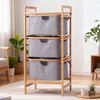 Home Laundry Basket Storage Corner Shelves Bamboo Laundry Basket Stand with Tary