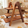 Household Wooden Racks 3 Layers Food Container Dish Wood Plate for Salad Vegetable Fruits Nuts Snacks