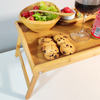 Portable Folding Dining Table with Wood Tray Outdoor Picnic Bamboo Service Tray Decorative Serving Trays for Kitchen Use