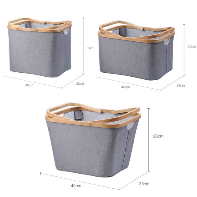 Bamboo Rim Cloth Laundry Storage Basket Clothes Collection Basket