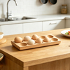 Wooden Double Row Egg Storage Box Home Organizer Rack Eggs Refrigerator Holder Kitchen Fresh Keeping Accessories